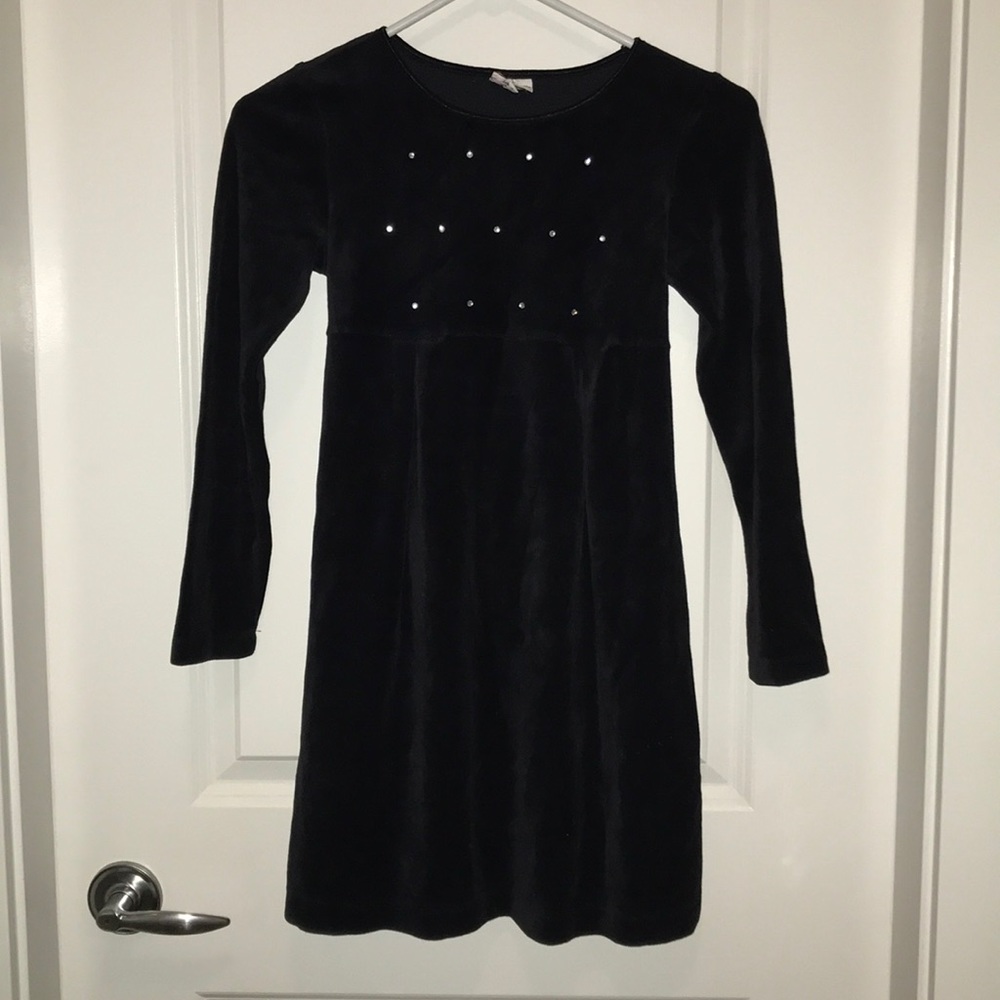 Black velvet dress wth gems on chest